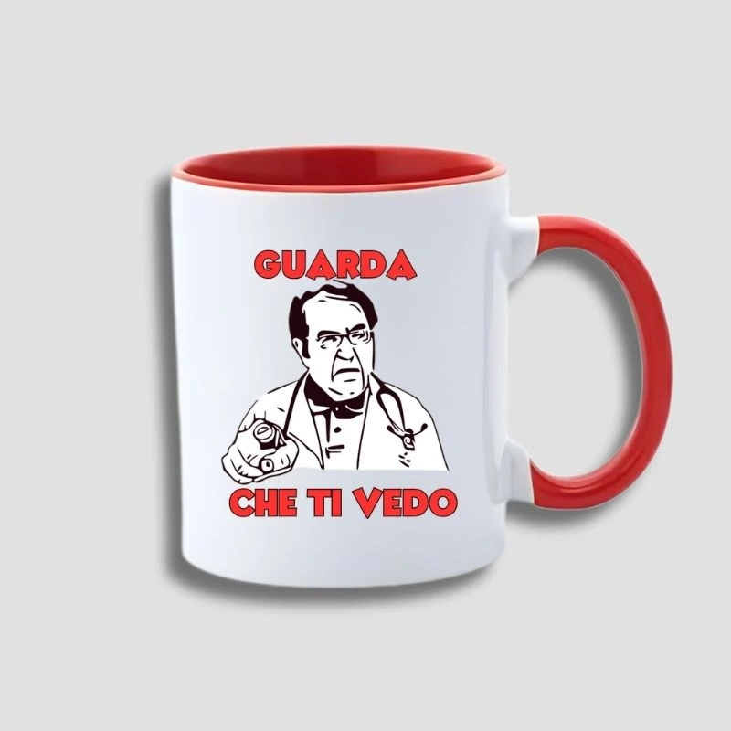 Tazza con manico rosso